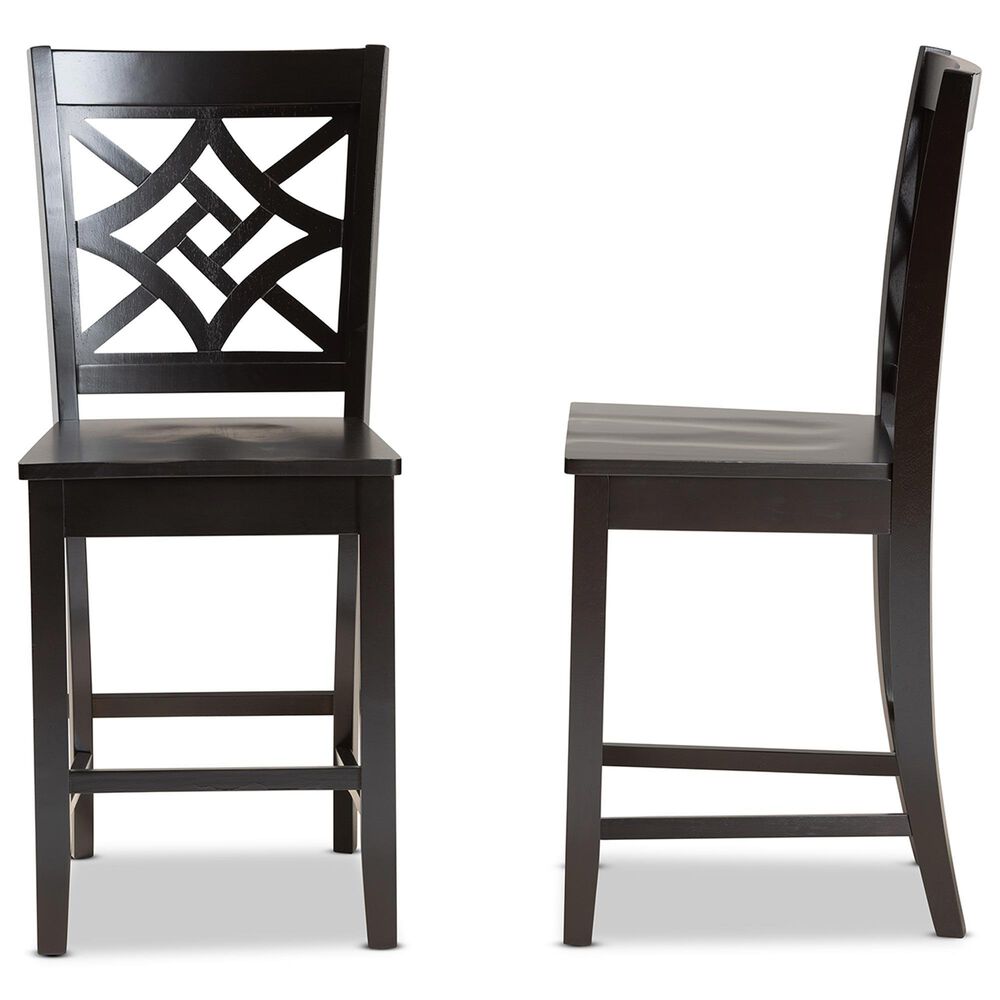 Baxton Studio Nicolette Counter Stool in Dark Brown (Set of 2), , large