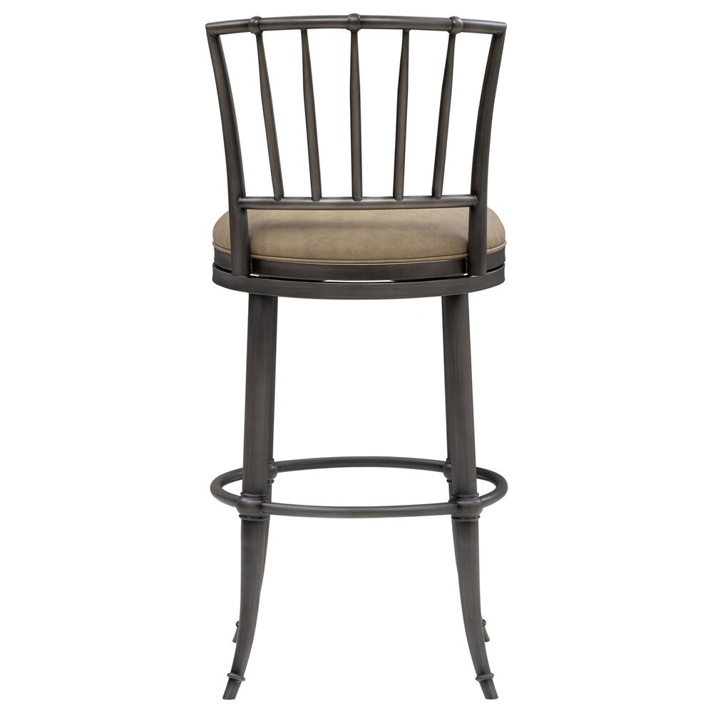 Armen Living Vince Bar Height Stool with Mushroom Brown Upholstery in Antique Pewter, , large