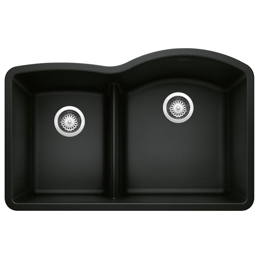Blanco Diamond 1-3/4 Reverse Double Sink with Low Divide in Coal Black, , large