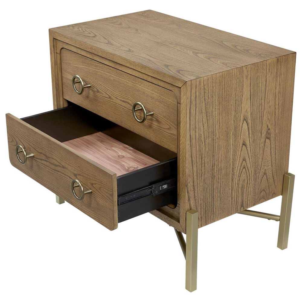 Sterling Timber Elure 2 Drawer Nightstand in Latte with USB Ports, , large