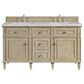 James Martin Vanities Lorelai 60" Double Vanity in Whitewashed Oak with 3 cm Victorian Silver Quartz Top, , large