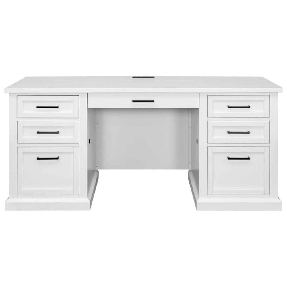 Wycliff Bay Abby Credenza Desk with Hutch in White, , large