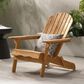 Hearth and Haven Outdoor Folding Adirondack Chair with Slatted Back and Wide Armrests in Teak, , large