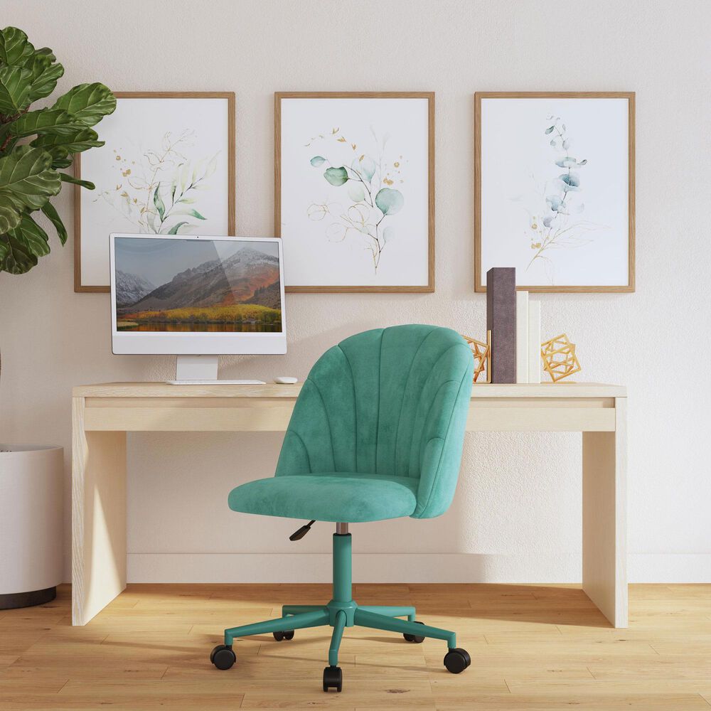 Linon Home Decor Adalynn Swivel Desk Chair in Aqua, , large