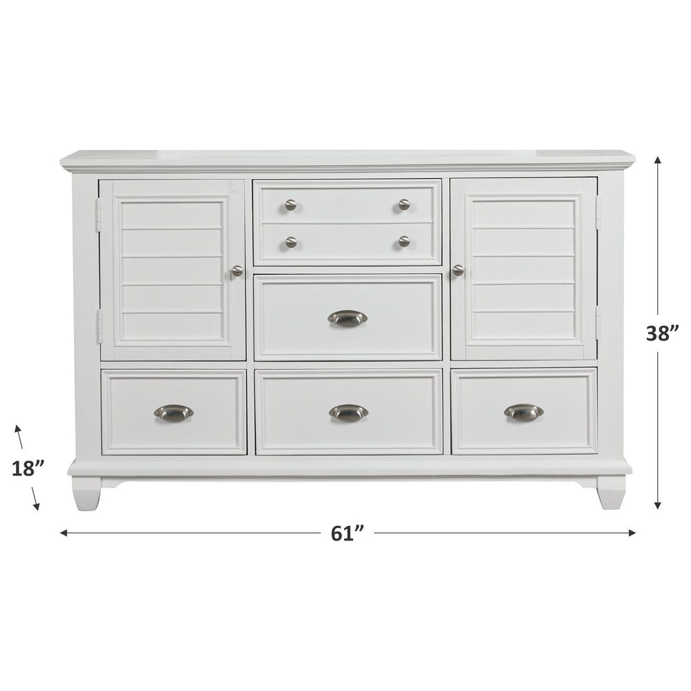 New Heritage Design Jamestown 6-Drawer Dresser in Brushed White, , large
