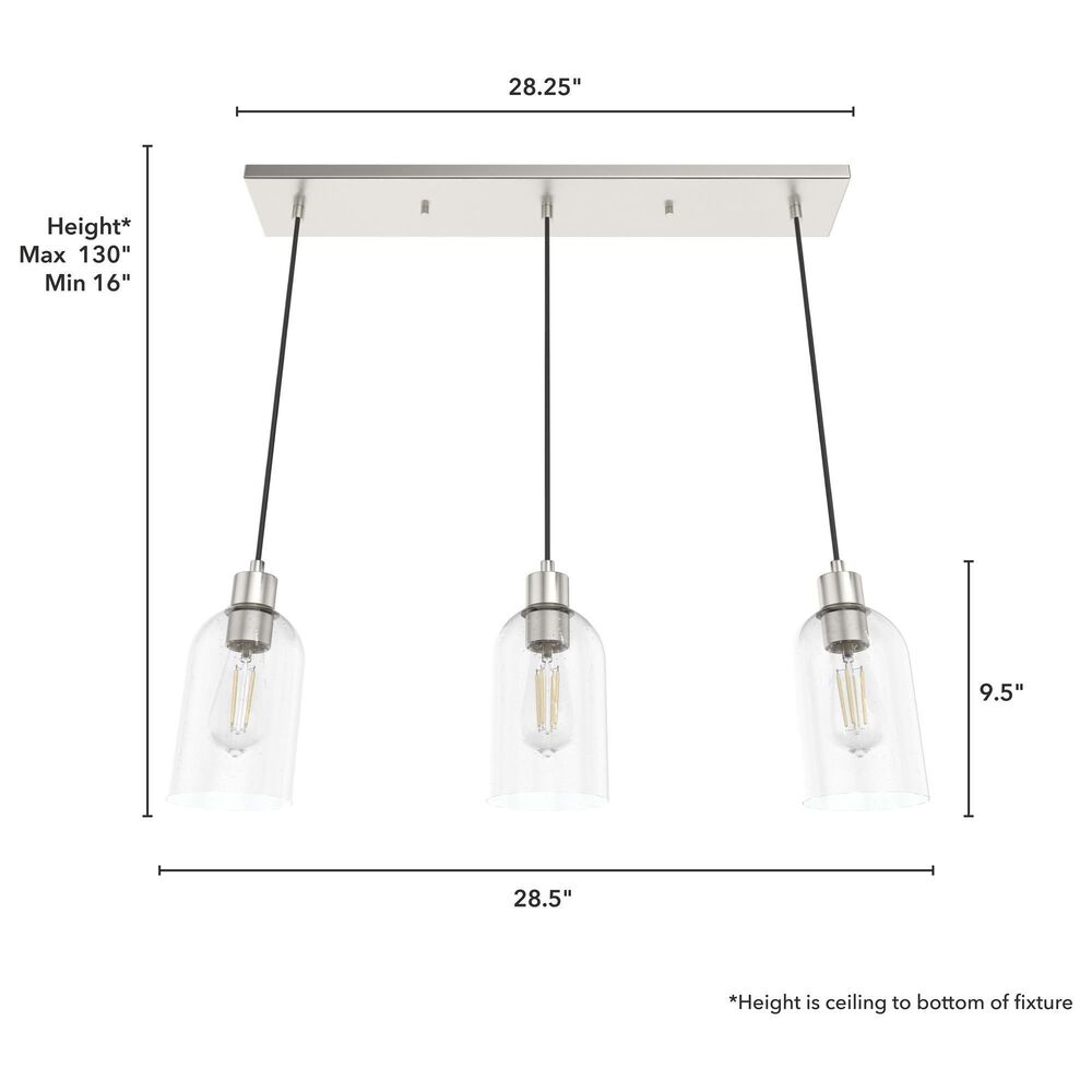 Hunter Lochmeade 29&quot; 3-Light Linear Pendant Cluster in Brushed Nickel, , large