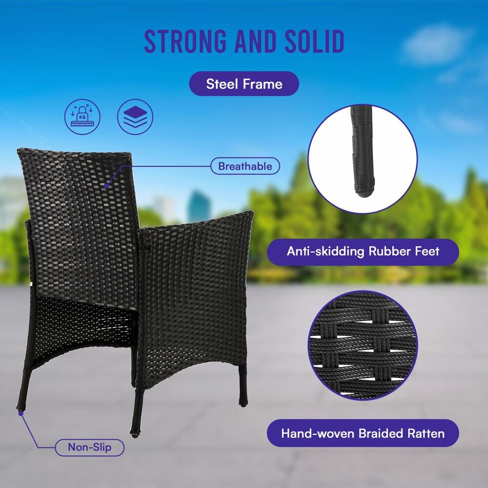 Furniture of America Bianca 4-Piece Patio Conversation Set in Black, , large