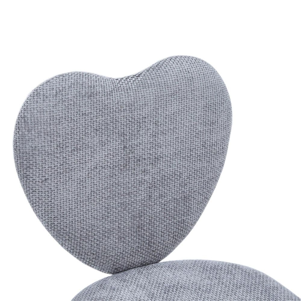 Impressions Vanity Heart Linen Swivel Vanity Chair with Grey Cushion in Matte Silver, , large