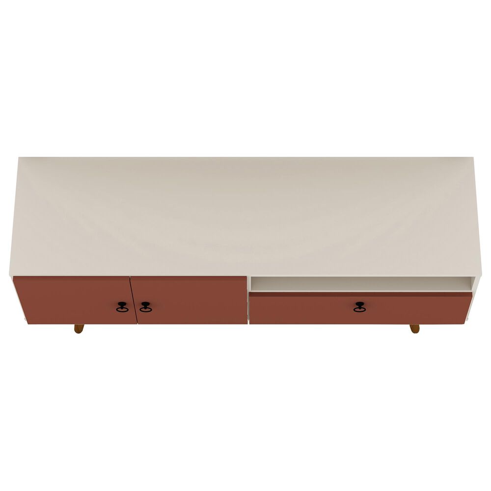Manhattan Tribeca 53.94&quot; TV Stand in Off White and Terra Pink, , large