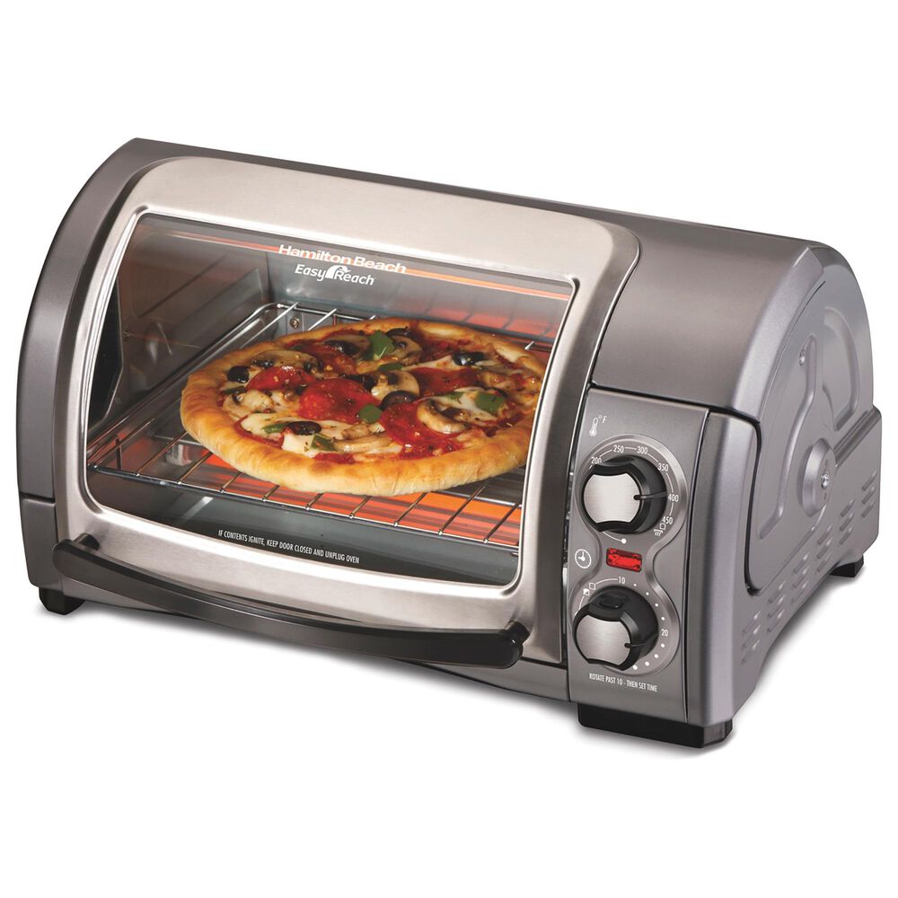 Hamilton Beach 4-Slice Easy Reach Toaster Oven with Roll Top Door in Gray, , large