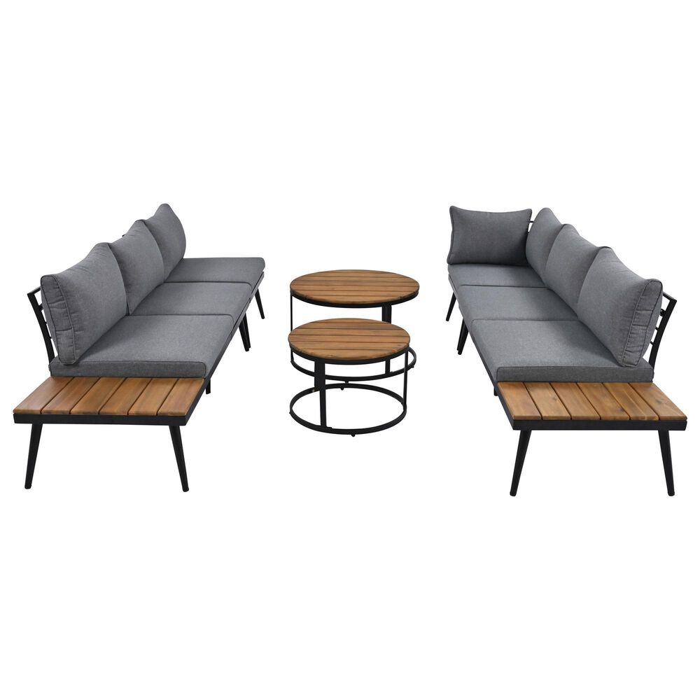 HOMLUX 6-Piece Outdoor Sectional Set in Gray, , large