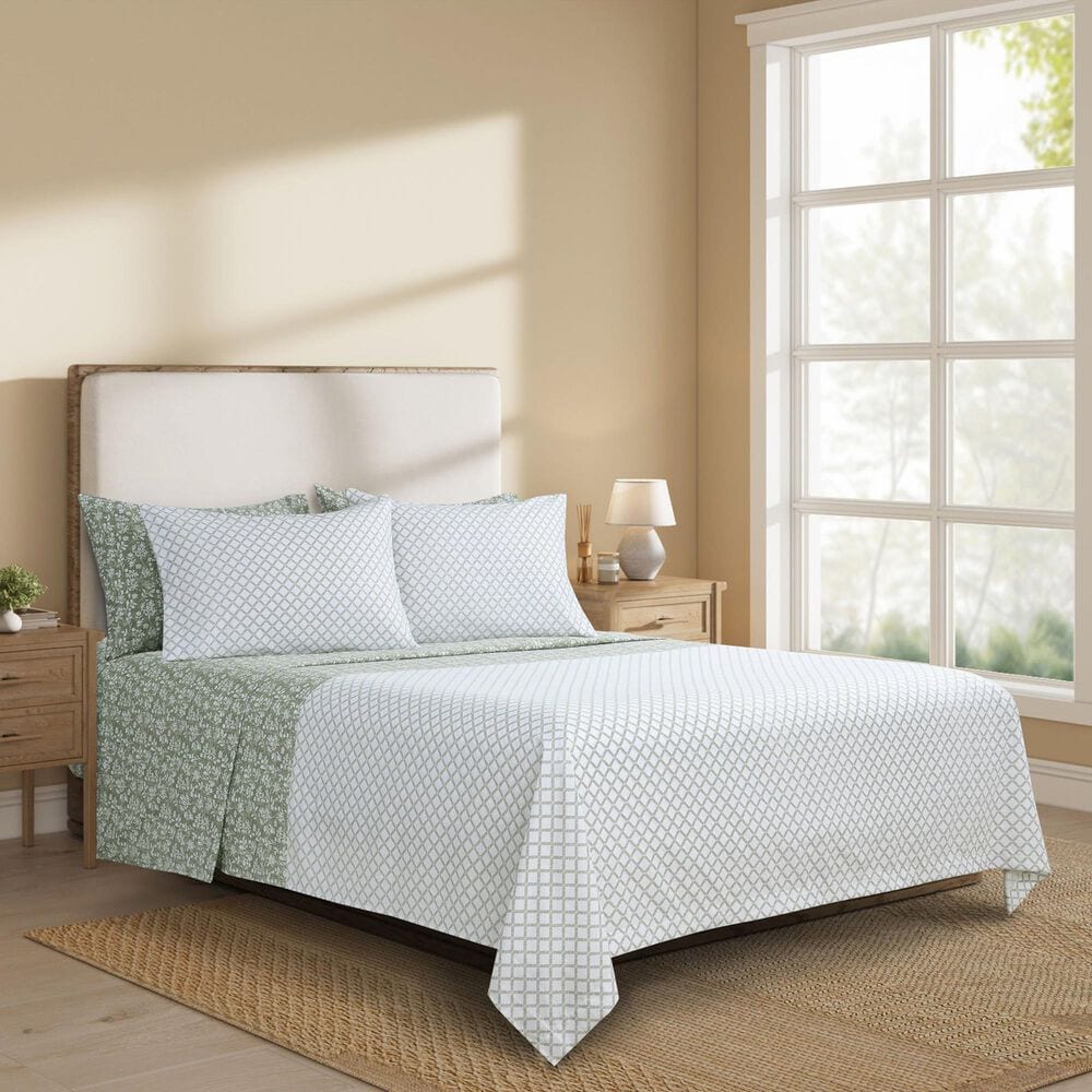 BCP Home Pergola 6-Piece Full Reversible Sheet Set in Green Tea, , large