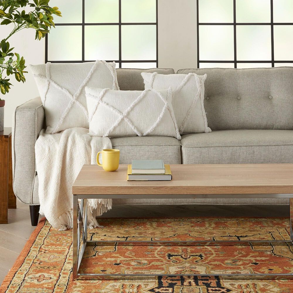 Nourison Lifestyle 18&quot; x 18&quot; Square Throw Pillow in White, , large