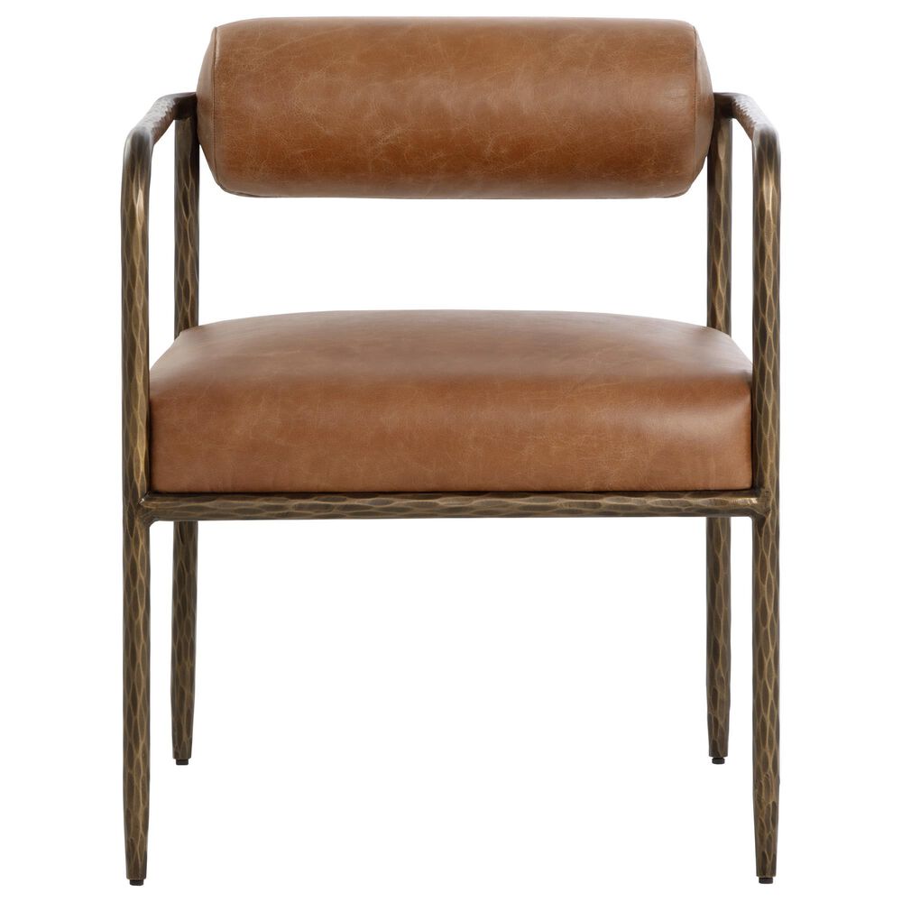 Club Collection By Sunpan Ajani Arm Chair with Tan Cushion in Antique Brass, , large