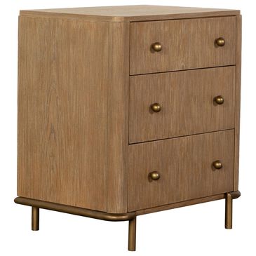 Pacific Landing Arini 3-Drawer Nightstand in Sand Wash and Aged Brass, , large