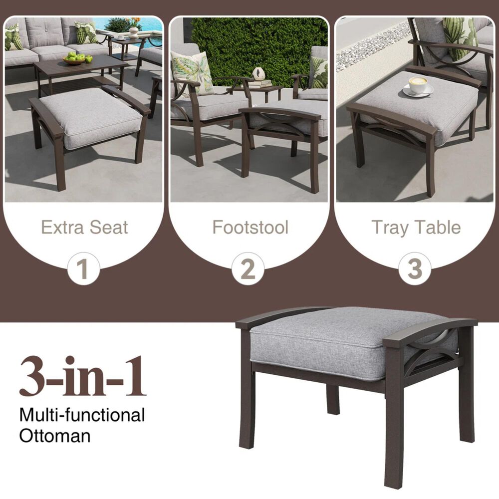 Hearth and Haven 26" Patio Ottoman in Dark Gray (Set of 2), , large