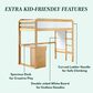 Walker Edison Adyn Twin Loft Bunk Bed with Desk in Natural Pine, , large