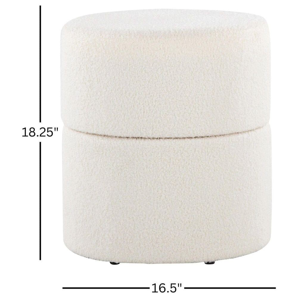 LumiSource Spin 18" Swivel Ottoman in Cream, , large