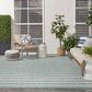 Nourison Positano POS03 Aqua and Ivory 9" x 12" Indoor/Outdoor Area Rug, , large