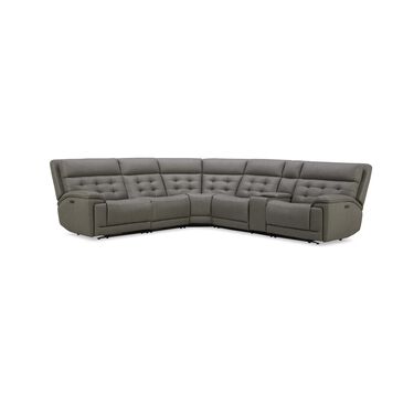 Interlochen 6-Piece Leather Power Reclining Sectional in Aline Light Gray, , large