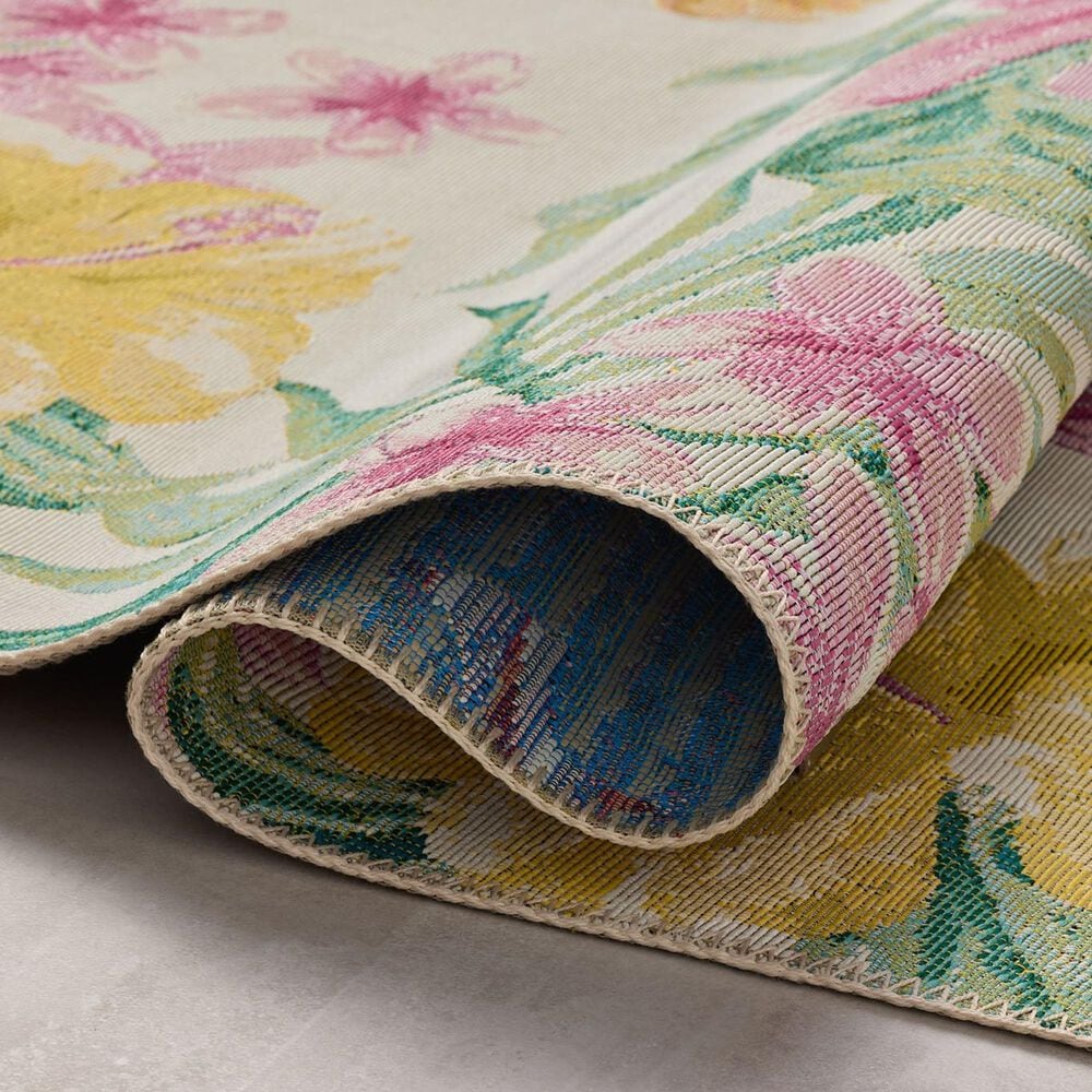 Loloi Botanical Ivory and Sunrise 2&#39;5&quot; x 3&#39;11&quot; Indoor/Outdoor Area Rug, , large