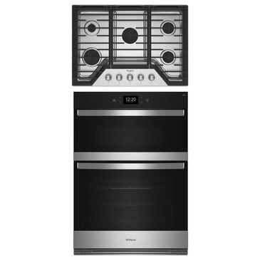 Whirlpool 2-Piece Kitchen Package with 6.4 Cu. Ft. Wall Oven Microwave and Gas Cooktop in Fingerprint Resistant Stainless Steel, , large