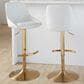 LumiSource Diana Adjustable Barstool with White Faux Leather Upholstery in Gold (Set of 2), , large