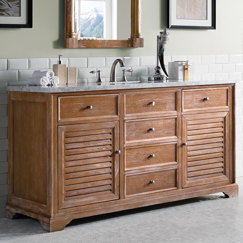 James Martin Savannah 60" Single Bathroom Vanity in Driftwood with 3 cm
