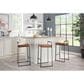 Lumisource Fuji Stackable Counter Stool with Camel Faux Leather Cushion in Black (Set of 2), , large