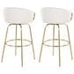 LumiSource Claire Swivel Barstool with White Faux Leather Upholstery in Gold (Set of 2), , large