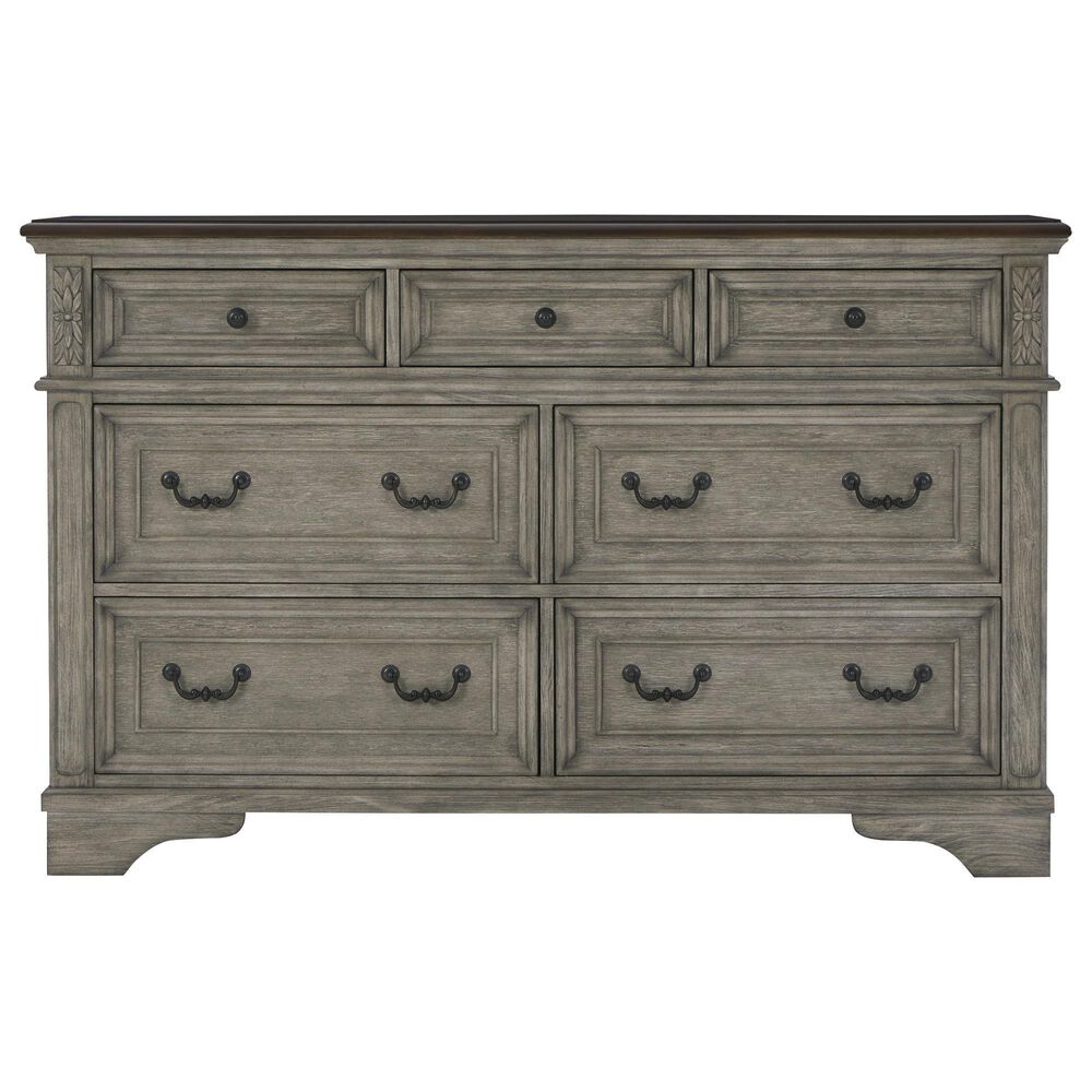 Ashley Lodenbay 7 Drawer Dresser in Antiqued Gray and Walnut Brown, , large