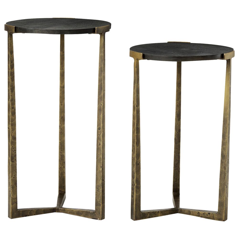Mercana Atticus 2-Piece Nesting Accent Table Set in Antiqued Gold and Black, , large