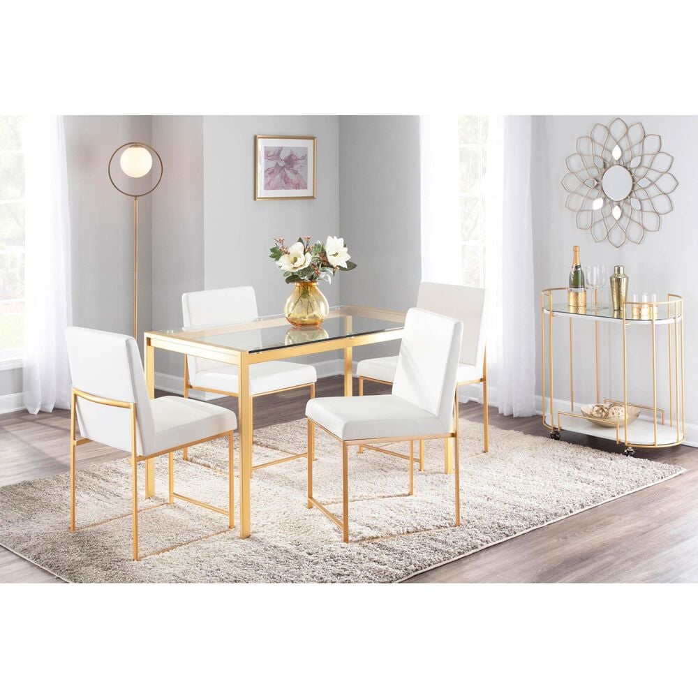 Lumisource Fuji Side Chair with White Cushion in Gold (Set of 2), , large