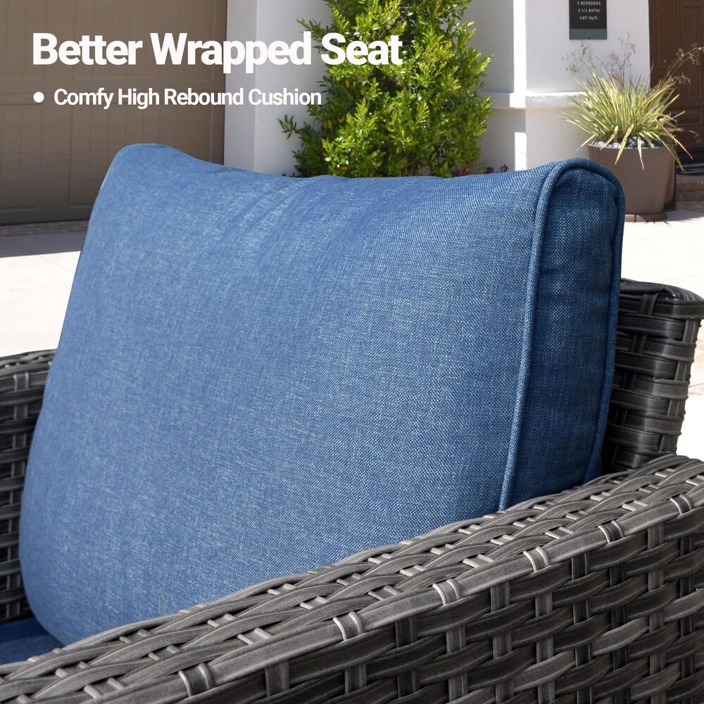 HOMLUX 7-Piece Rattan Sectional Set in Denim Blue, , large