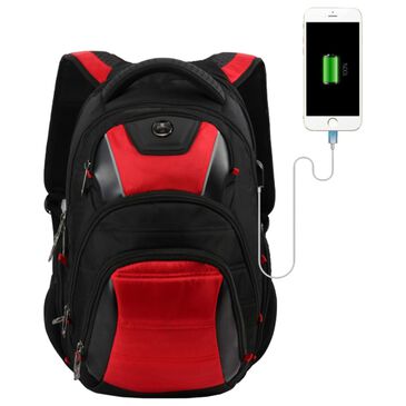 Swissdigital Design Design Anti Bacterial Travel Backpack in Black and Red, , large