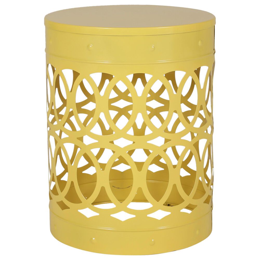 Hearth and Haven Outdoor Side Table with Overlapping Circle Design in Yellow, , large
