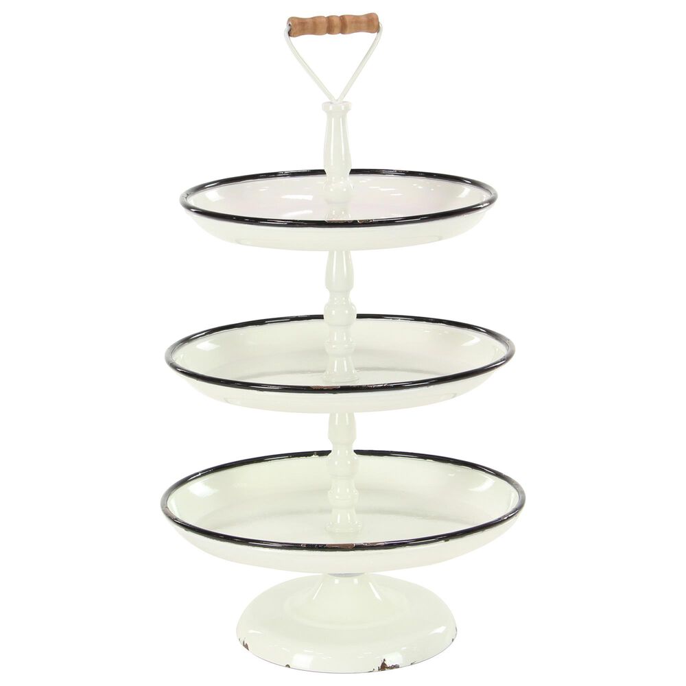 Maple and Jade 3-Tiered Tray in White, , large