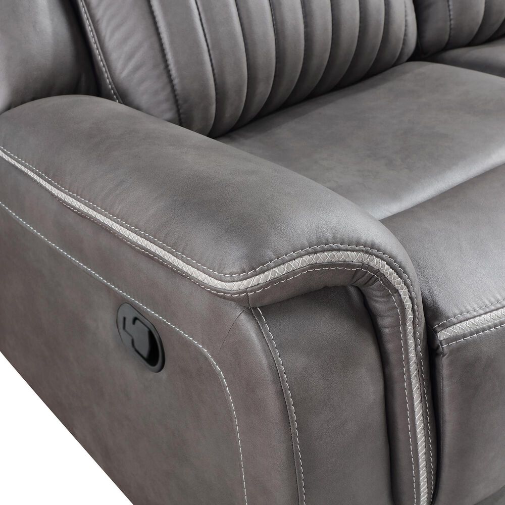 New Heritage Design Enzo Manual Reclining Sofa in Gray, , large