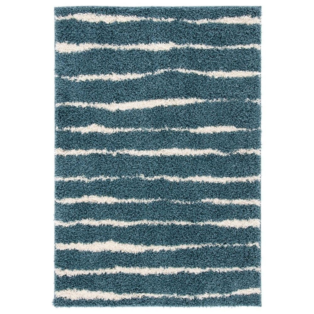 Safavieh Venus Shag VNS603K 9" x 12" Turquoise and Ivory Area Rug, , large