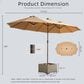 HOMLUX 2-Piece 14.5 ft Patio Umbrella and All-weather Square Rattan Coffee Table Outdoor Set in Khaki, , large