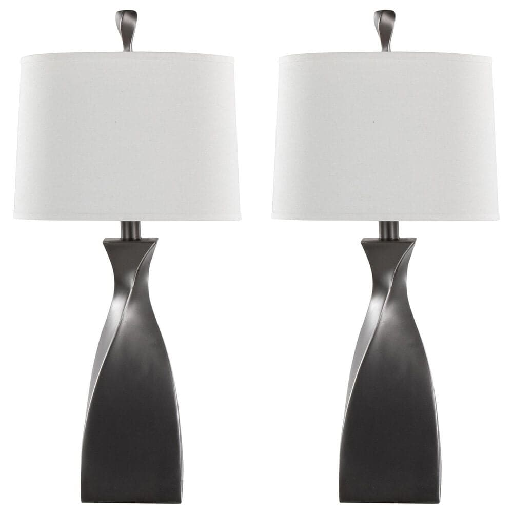 LumiSource Curvo Polyresin Table Lamp in Rubbed Grey Slate (Set of 2), , large