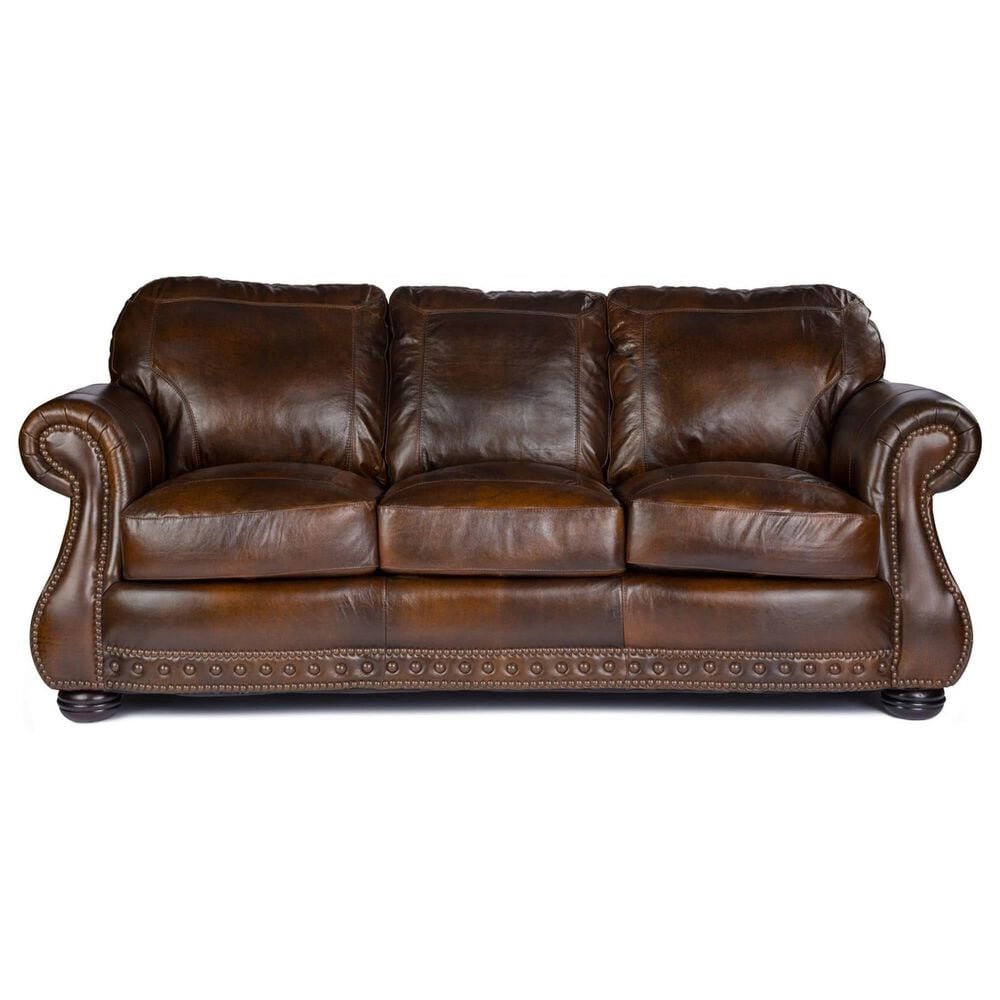 Marlowe Home Stationary Leather Sofa and Power Recliner Set in Chesterfield Cowboy, , large