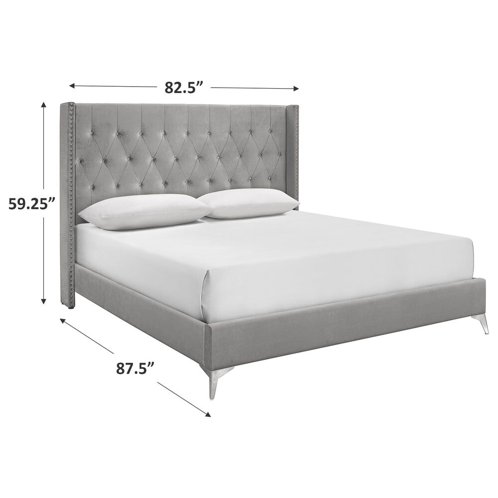 New Heritage Huxley King Upholstered Bed in Gray, , large