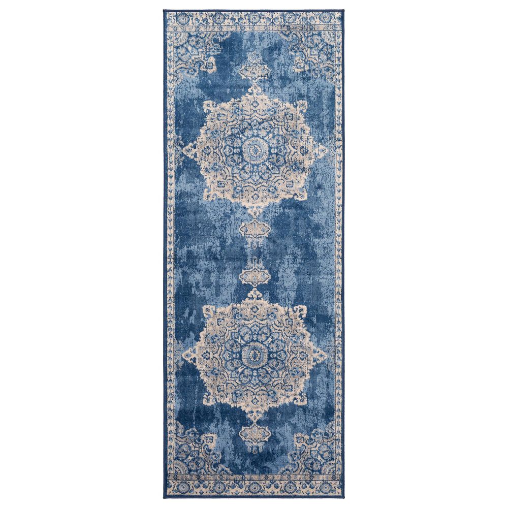 Surya Monaco MOC-2300 2'6" x 8' Bright Blue, Gray and Cream Runner, , large