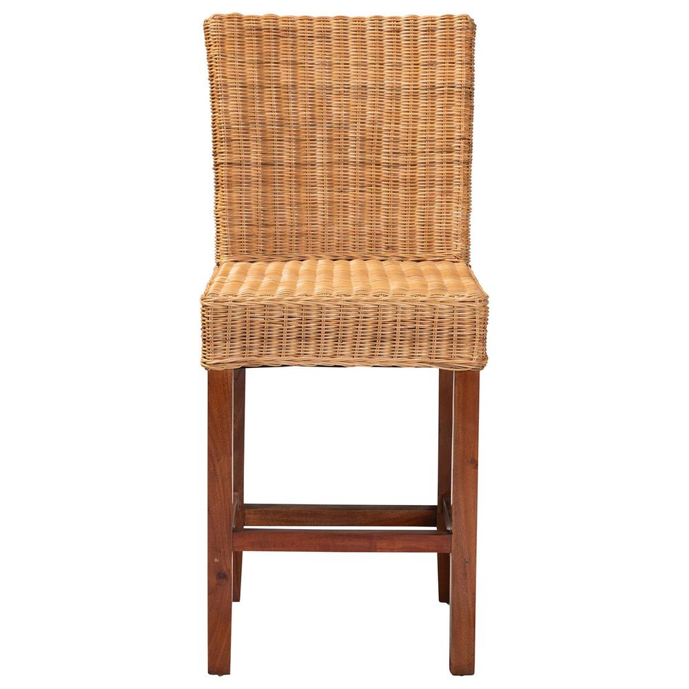 Baxton Studio Racquel Counter Stool in Natural and Walnut Brown, , large