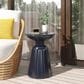 Hearth and Haven Large Patio End Table with Circular Design in Navy Blue, , large