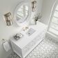 James Martin Vanities Breckenridge 60" Single Bathroom Vanity in Bright White with 3 cm White Zeus Quartz Top and Rectangular Sink, , large