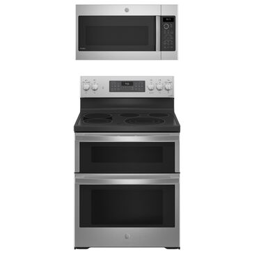 GE Profile 2-Piece Kitchen Package with 6.6 Cu. Ft. Free-Standing Electric Range and 1.7 Cu. Ft. Over-The-Range Microwave in Stainless Steel, , large