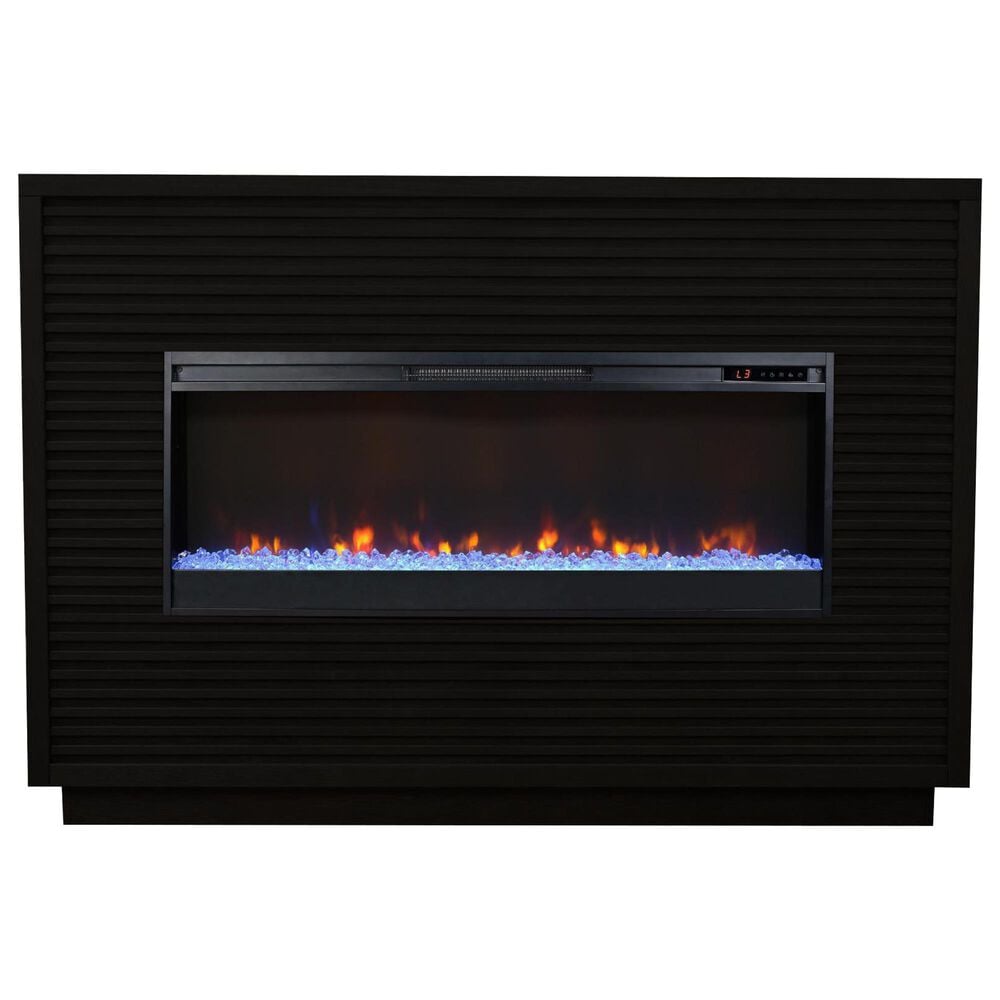 Legends Home Stardust Fireplace Mantel with Fireplace Insert in Seal Skin Black, , large