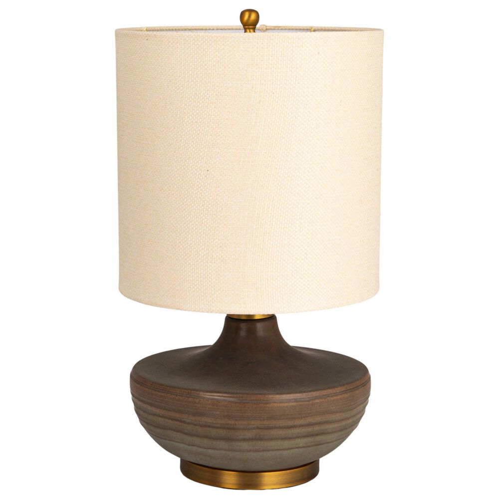 Creative Coop Salem Stoneware Table Lamp in Mushroom Brown, , large